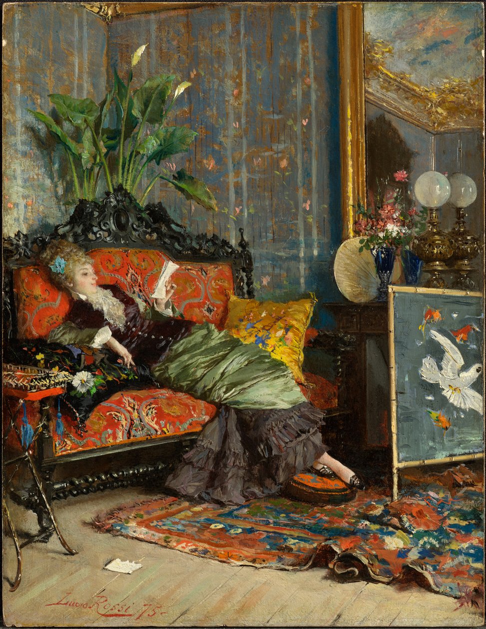 Olvasó fiatal nő, 1875 alkotó: Lucius Rossi