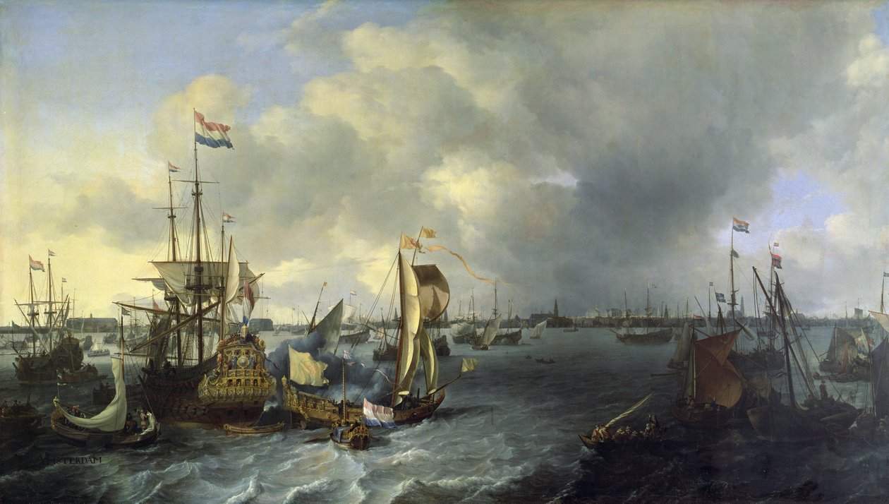 Amszterdam kikötője, kilátás az Ij-re, 1666 alkotó: Ludolf Backhuysen