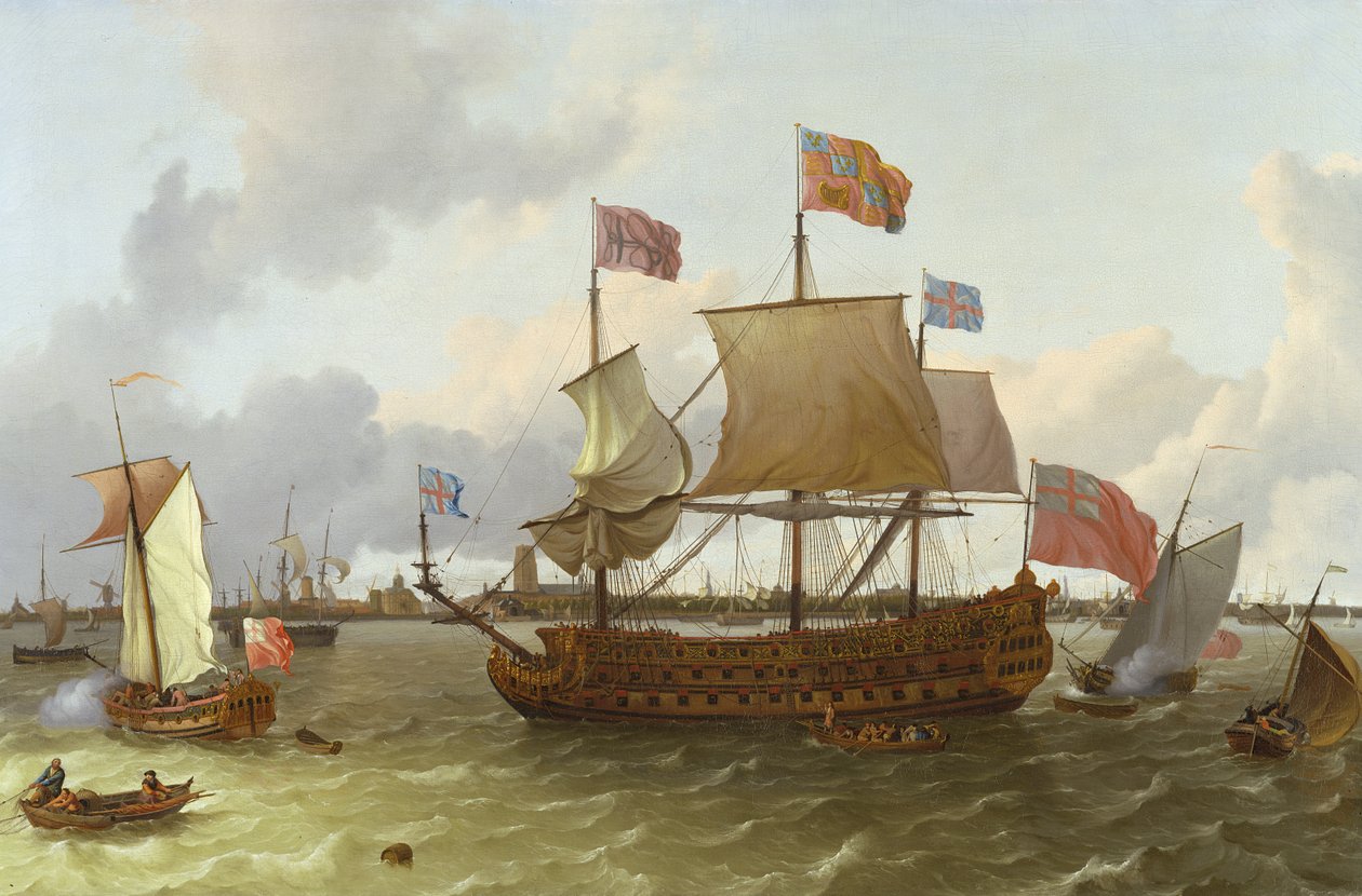 A három mester „Britannia” Rotterdamban, 1698 alkotó: Ludolf Backhuysen