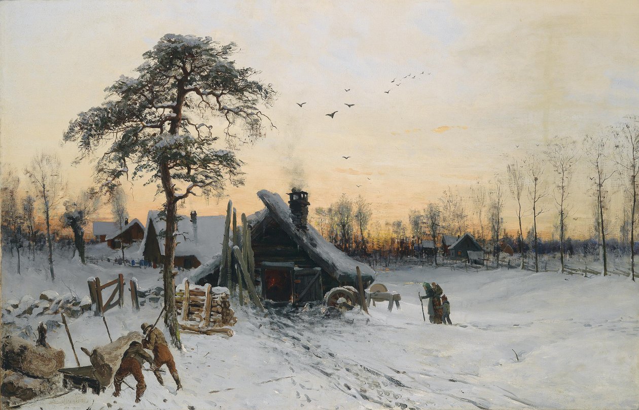 Téli táj esti fényben alkotó: Ludvig Munthe