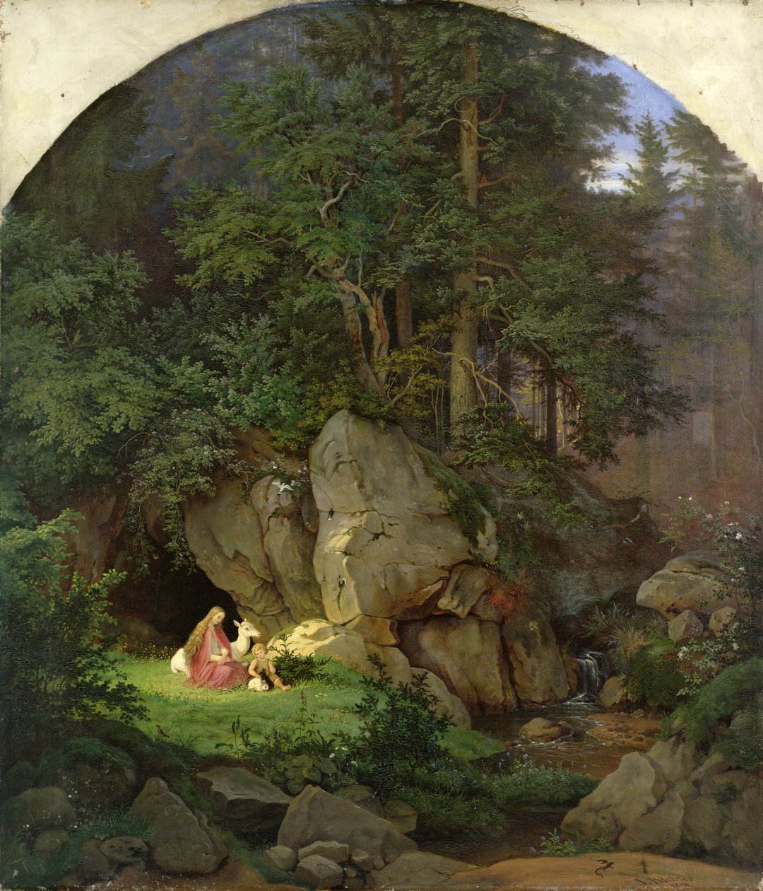 Genoveva az erdőtisztáson, 1839-41 alkotó: Ludwig Adrian Richter