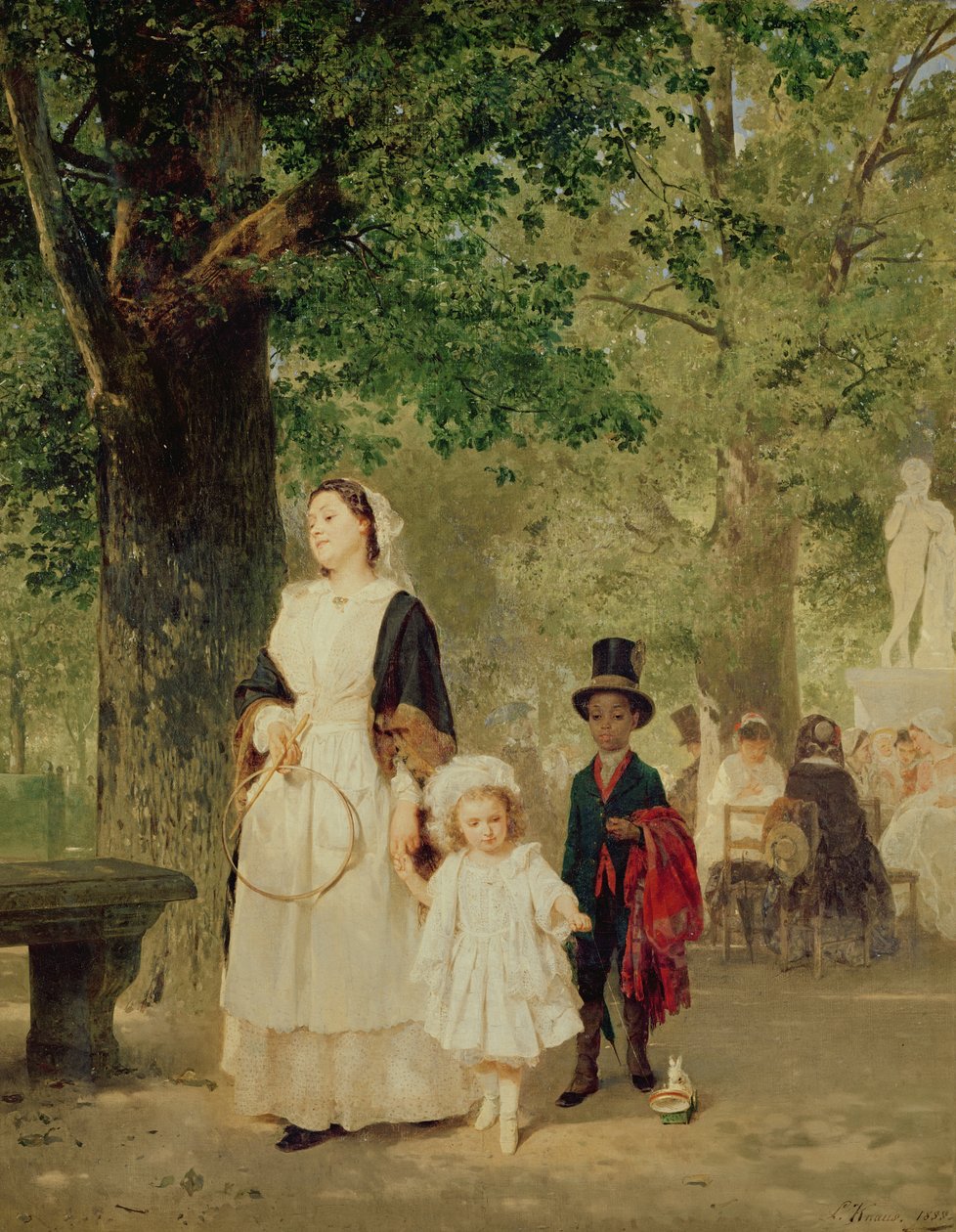 Promenade a Tuileriák kertjében, 1855 alkotó: Ludwig Knaus