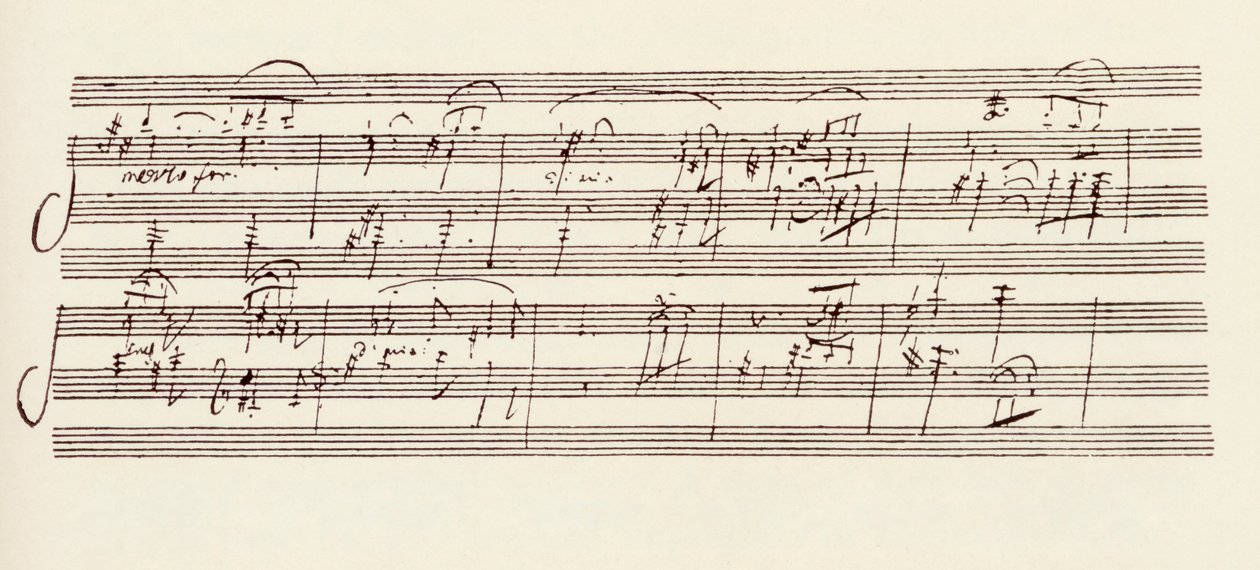 Részlet Beethoven A-szonátája, Opus 101 kéziratából (toll és tinta) alkotó: Ludwig van Beethoven