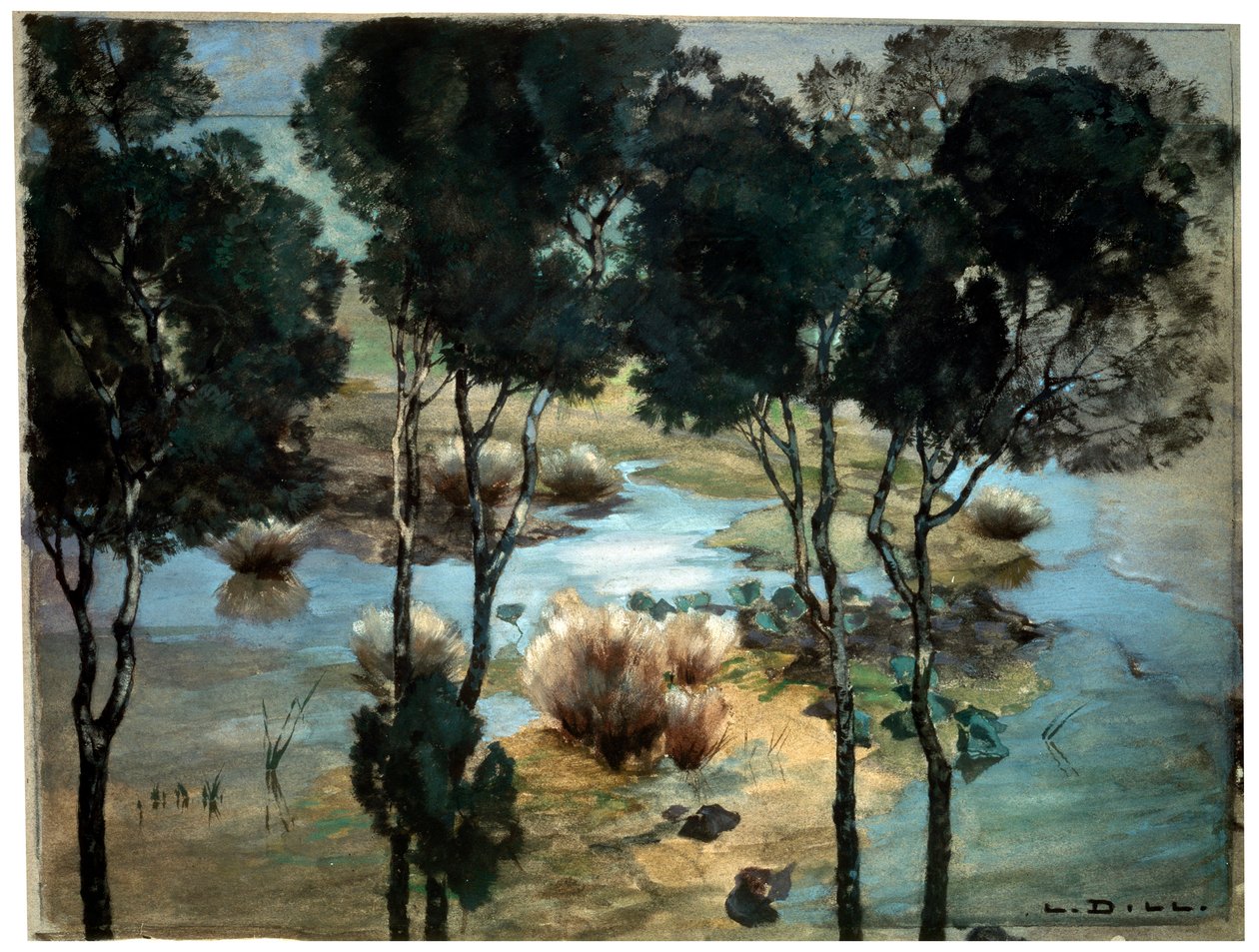 Táj, 1900-as évek. alkotó: Ludwig Dill