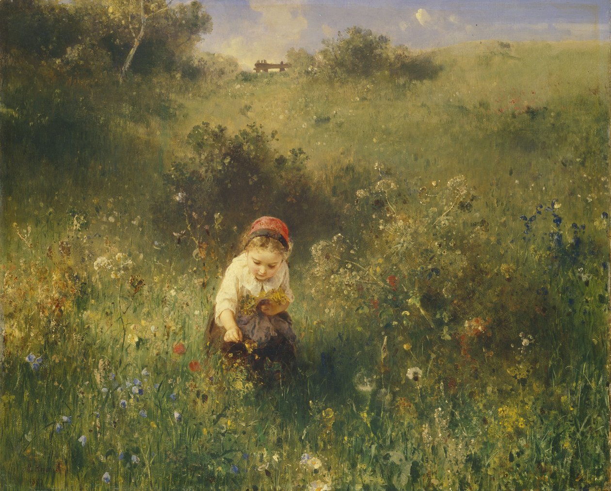Lány a mezőn, 1857. alkotó: Ludwig Knaus