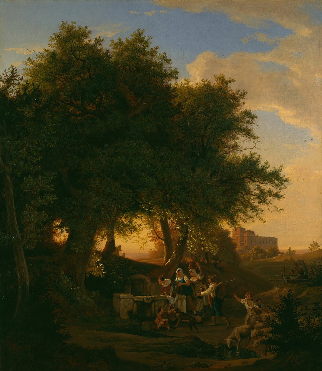 A szökőkút Grottaferratában, 1832. alkotó: Ludwig Richter