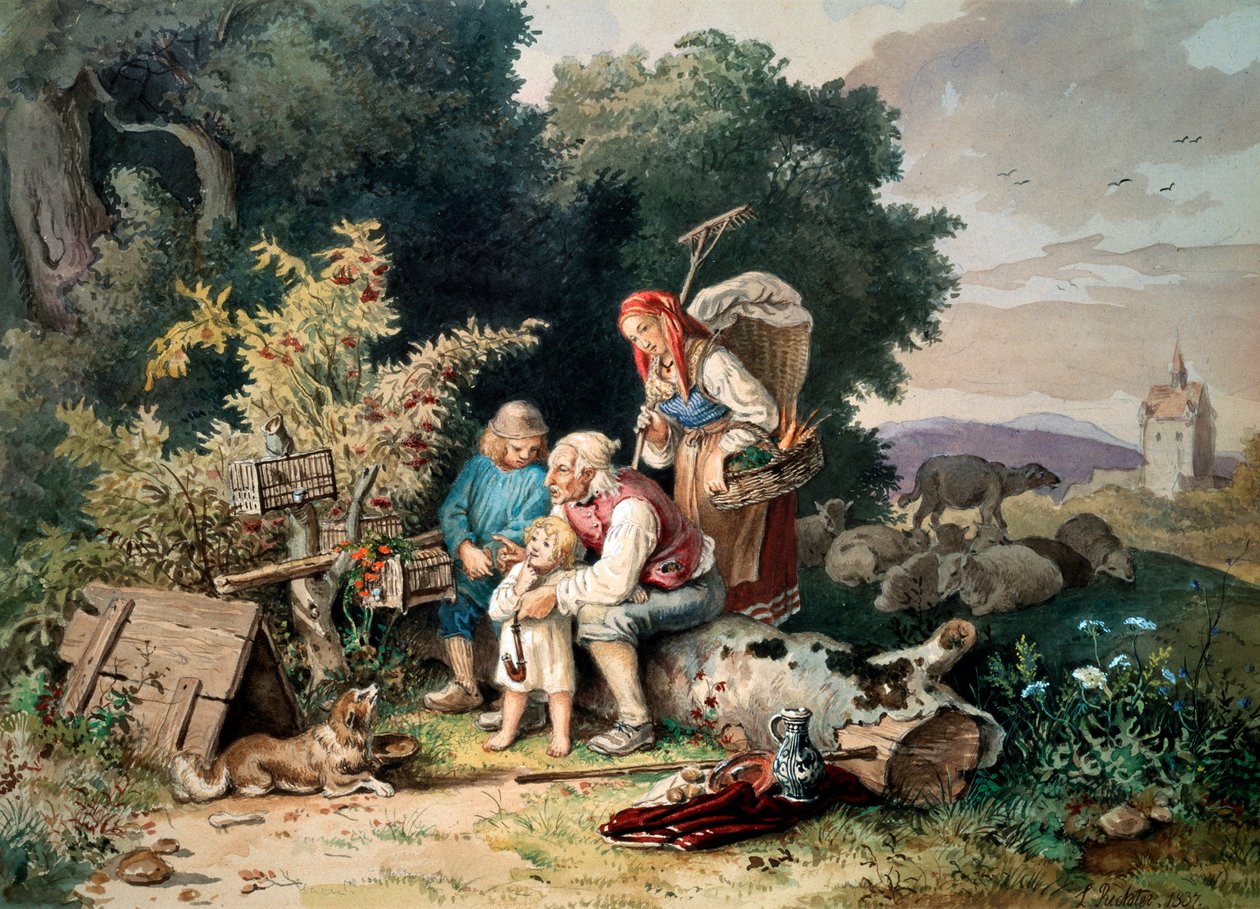 „A pásztor családja”, 1837. alkotó: Ludwig Richter