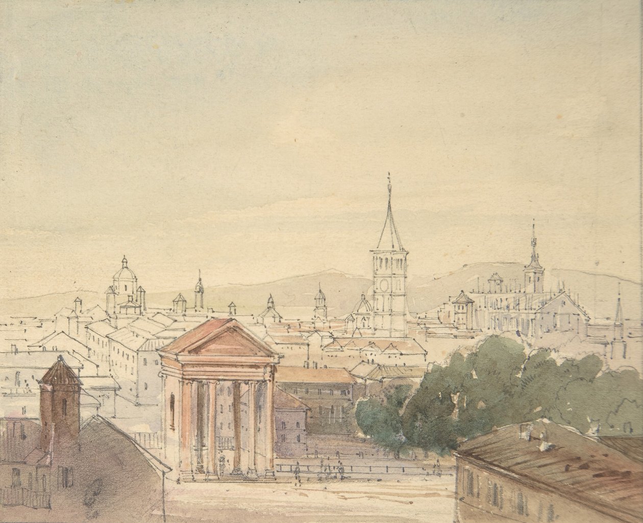 Milánó látképe, 1820-84. alkotó: Ludwig Richter