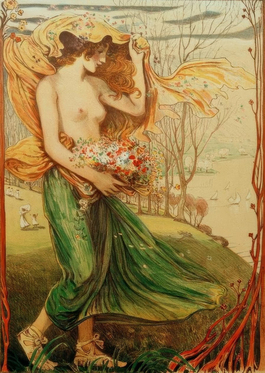 Flora (eljegyzési kép) alkotó: Ludwig von Hofmann