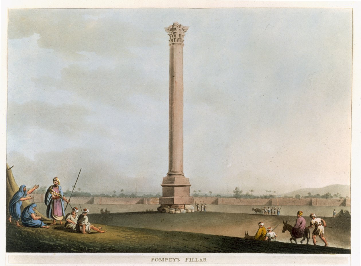 Pompeius oszlopa, 14. tábla a „Nézetek Egyiptomban”-ból, Thomas Milton (1743-1827) kocsma metszetében. írta: Robert Bowyer (1758-1834) 1802 (akvatinta) alkotó: Luigi Mayer