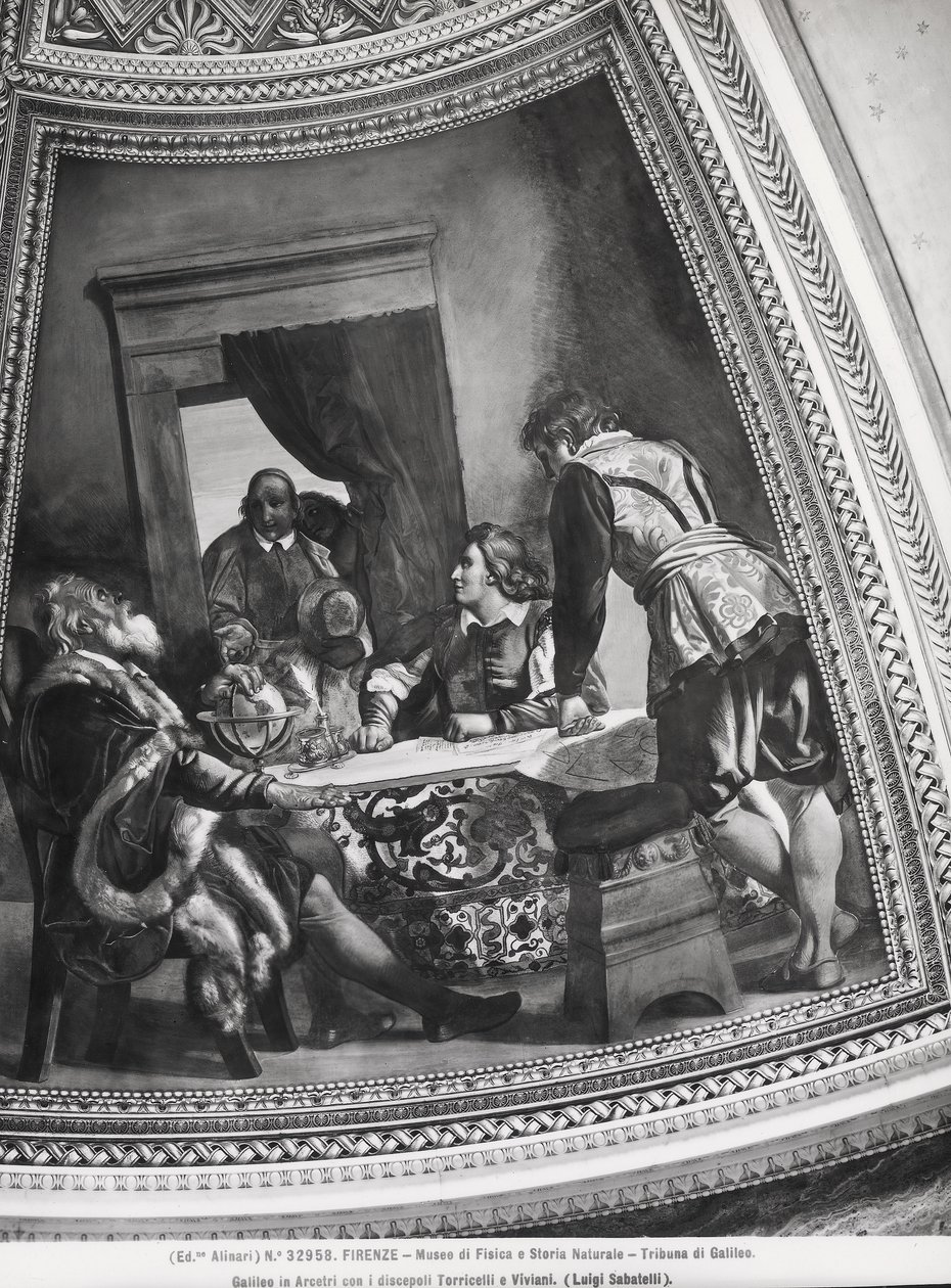 Galileo Galilei (1564-1642) Arcetriben tanítványaival, Evangelista Torricellivel (1608-47) és Vincenzo Vivianival (1622-1703) a Galilei Tribune-tól alkotó: Luigi Sabatelli