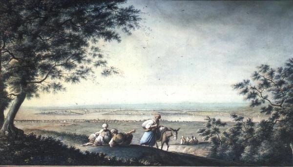 Kilátás Konstantinápolyra (guache) alkotó: Luigi (after) Mayer