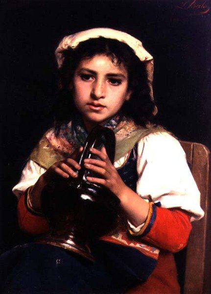 Lány kancsóval (olaj, vászon) alkotó: Luigi Bechi