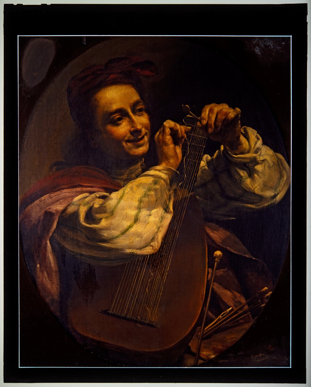 Férfi lantossal, dátum nélkül (festmény) alkotó: Luigi Crespi