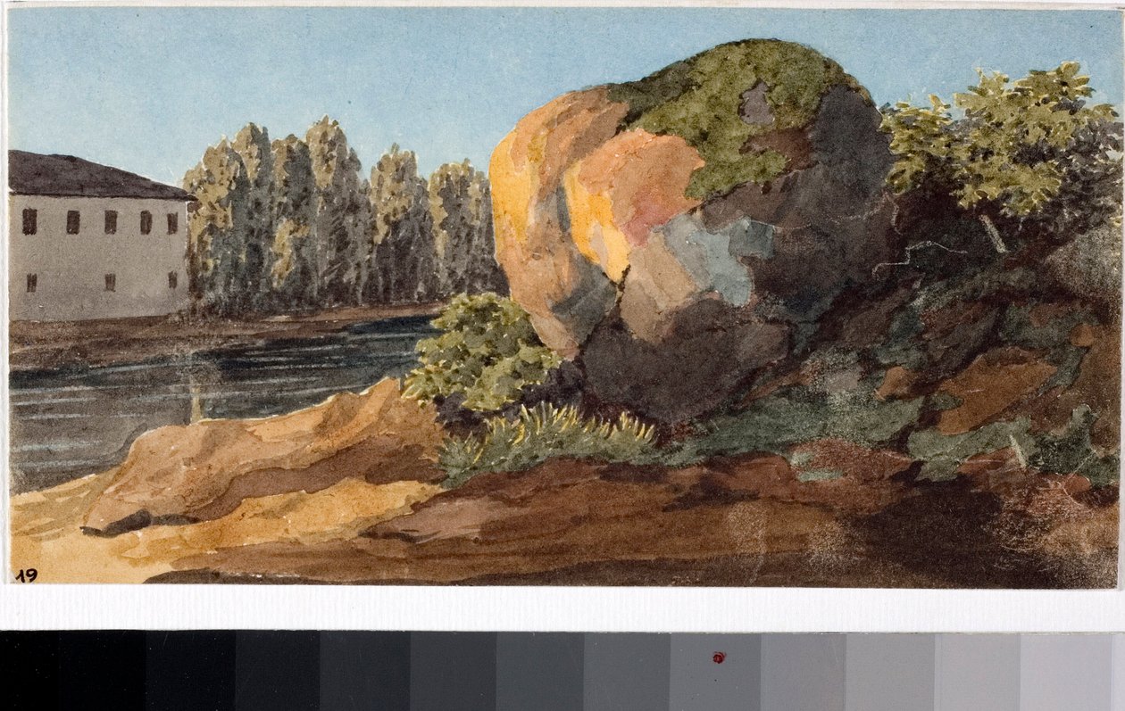 Táj özönvízzel (akvarell, 1825 körül) alkotó: Luigi Garibbo
