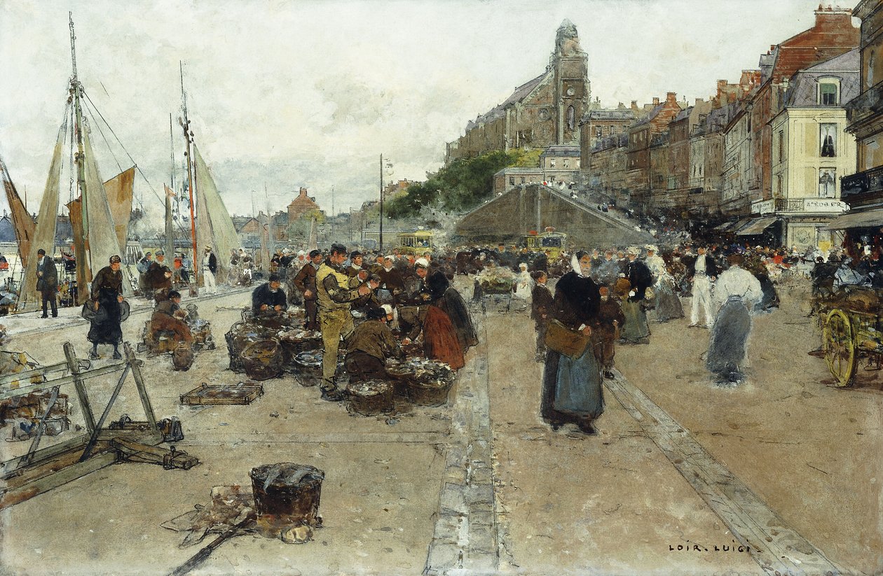 Piactér a kikötő mellett, alkotó: Luigi Loir