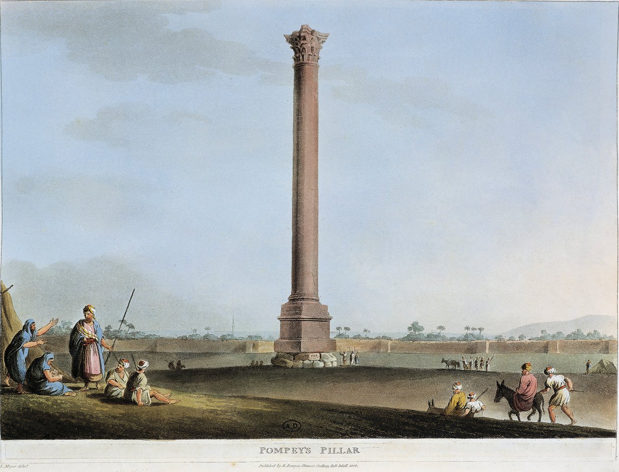 Egyiptom, Alexandria, Pompeius oszlopa, Luigi Mayer alkotó: Luigi Mayer