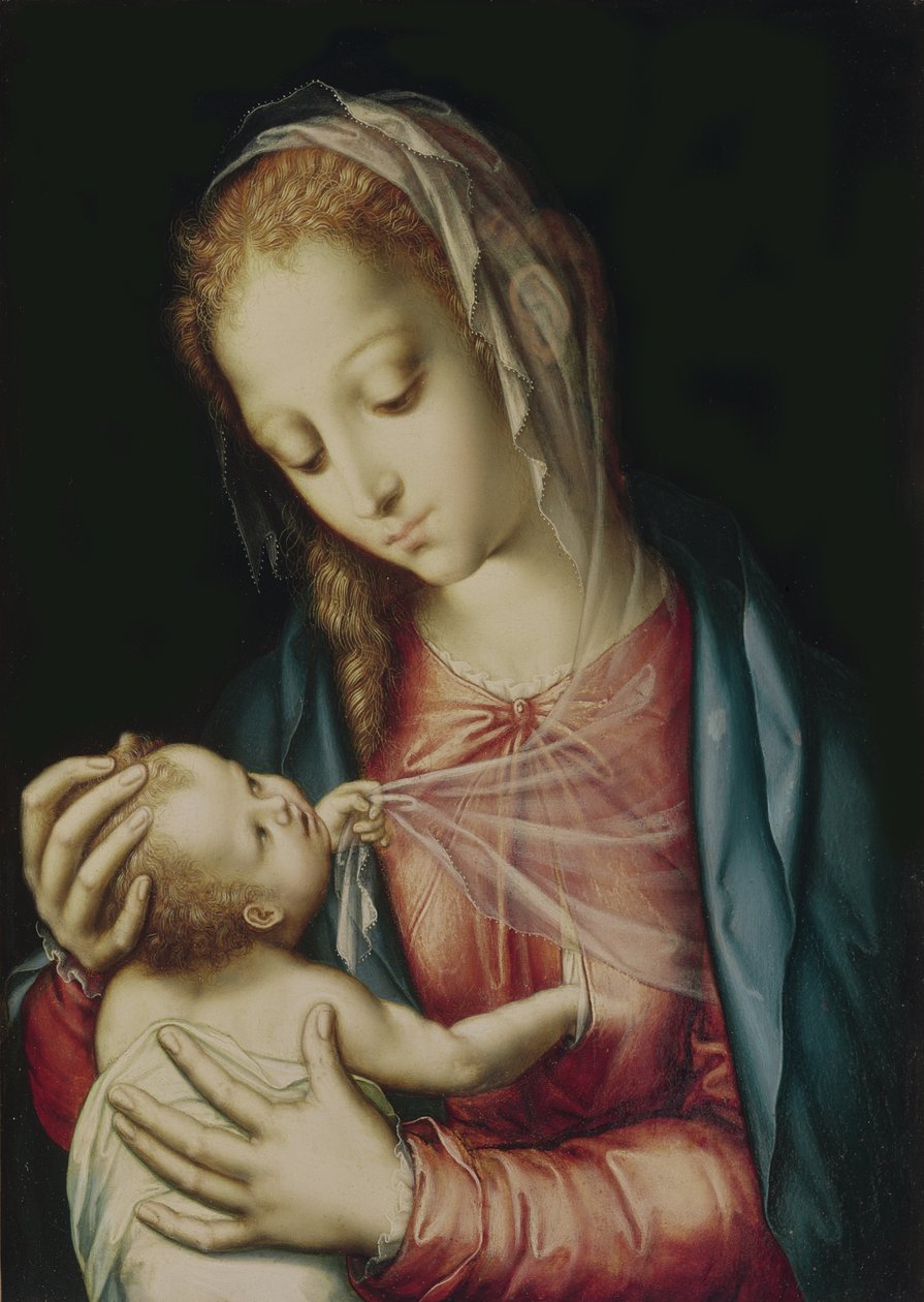 A Szűz és a Gyermek, 1565-70 körül (olaj a tölgyre) alkotó: Luis de Morales