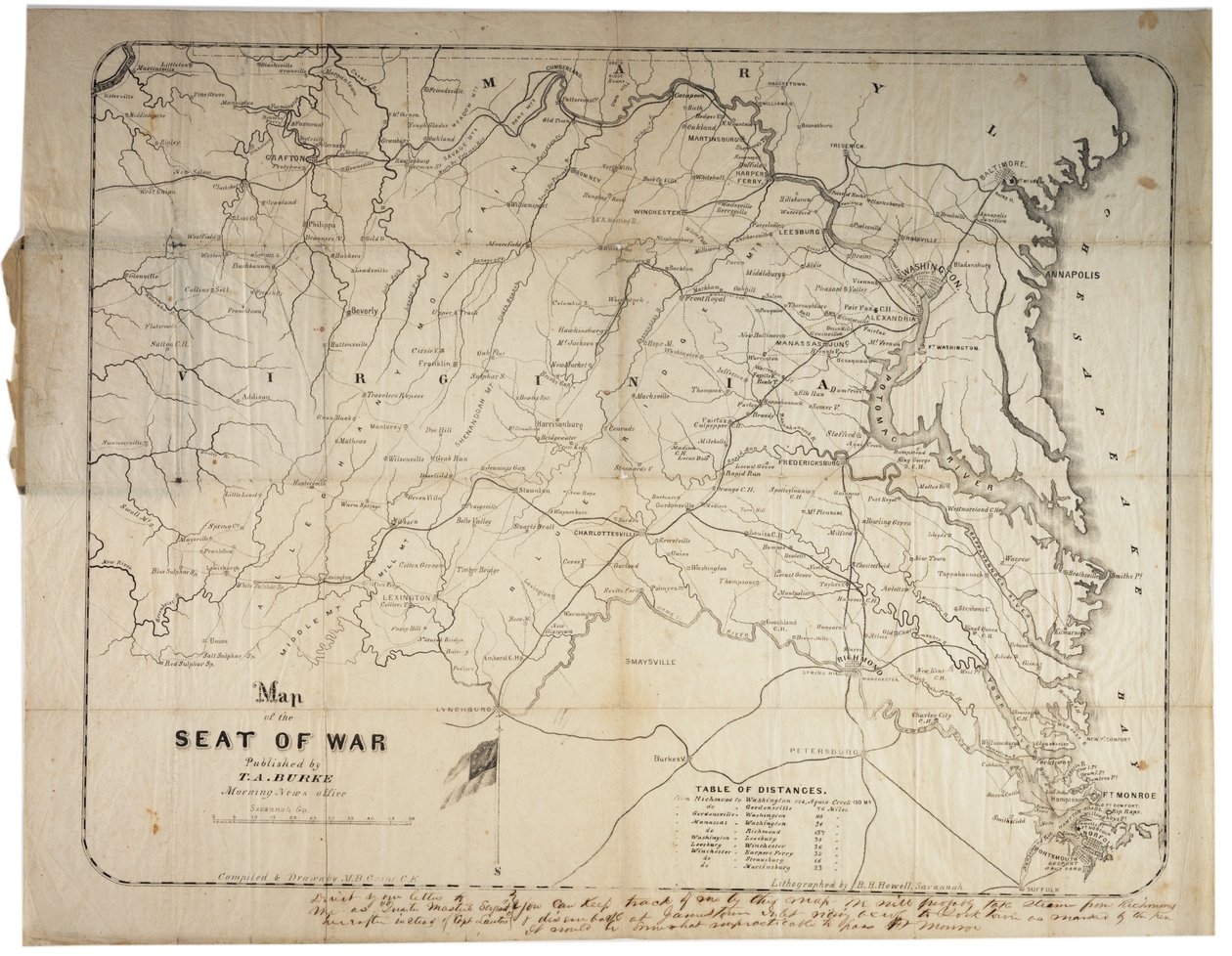 A hadszíntér térképe, Savannah, Georgia, 1861 alkotó: M. B. Grant