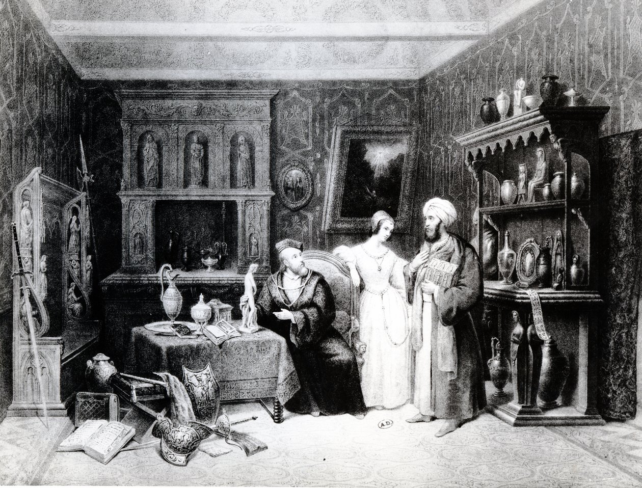 Az Antikvárium, 1830 körül alkotó: M. Renoux