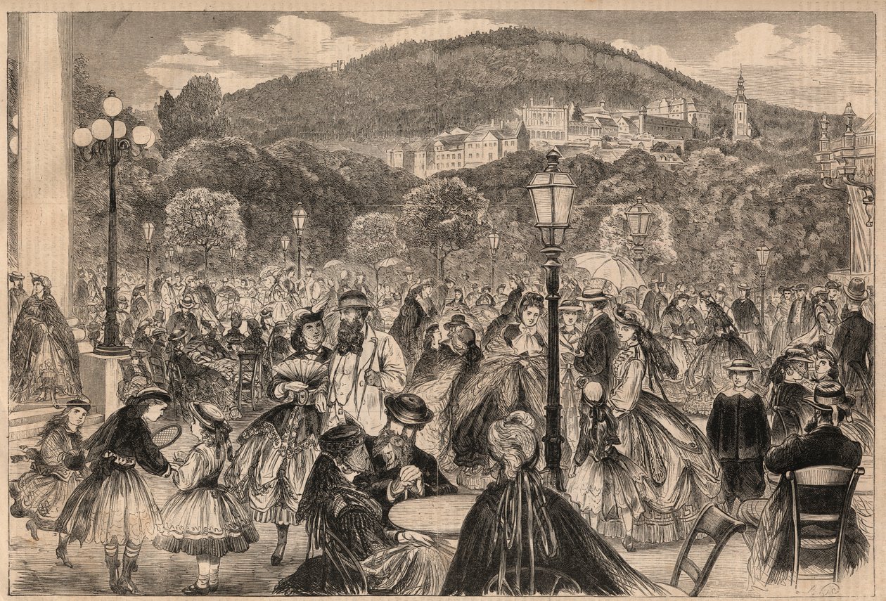 Németország Baden Baden 1865 : sétány. alkotó: M. after Pietsch