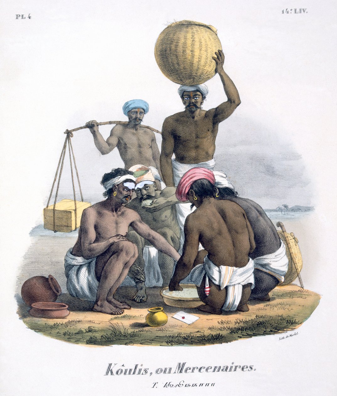 Munkások osztoznak rizst, 1827-35 alkotó: M.E. Burnouf