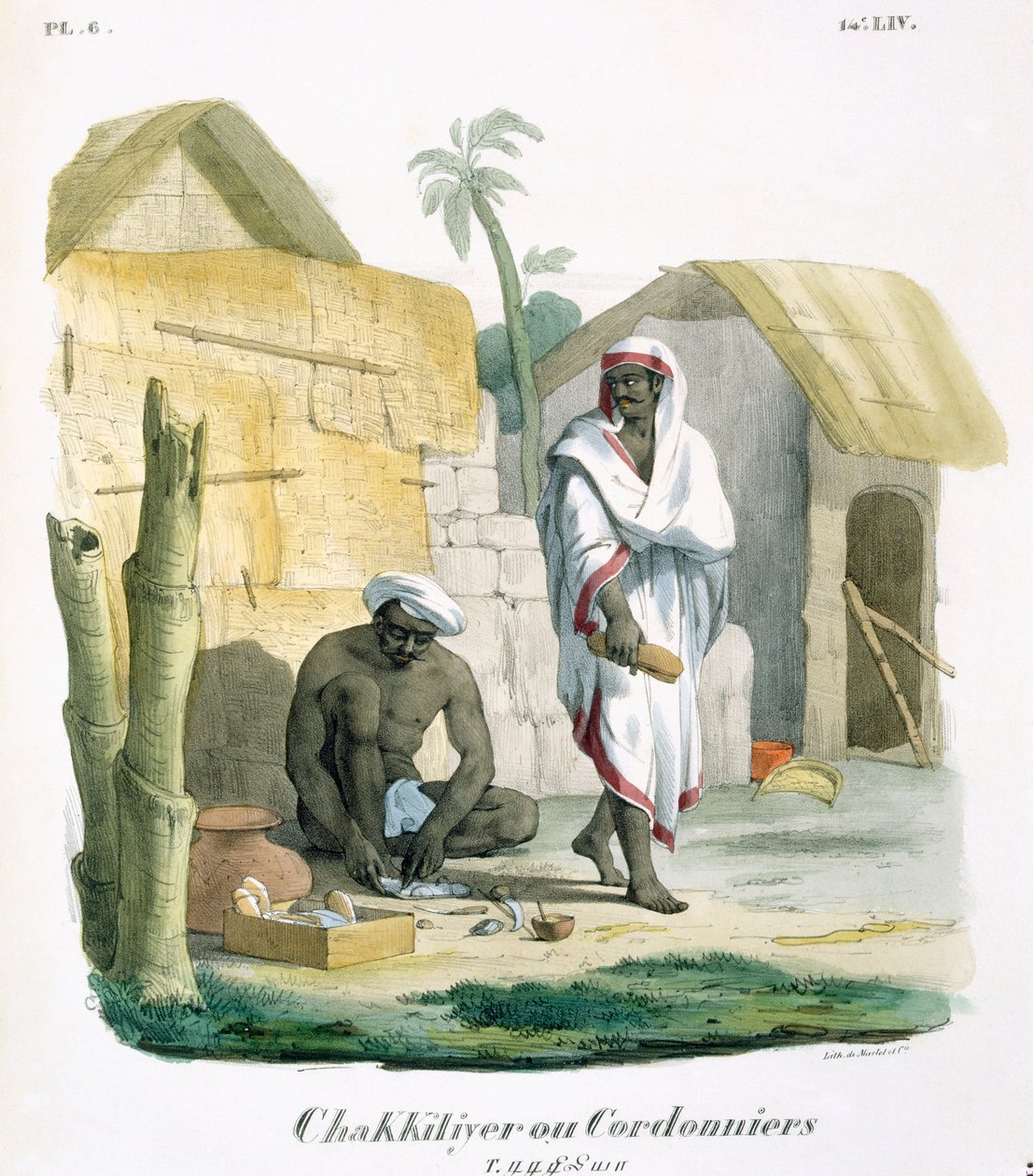 Kötélszandál készítés, 1827-35 alkotó: M.E. Burnouf