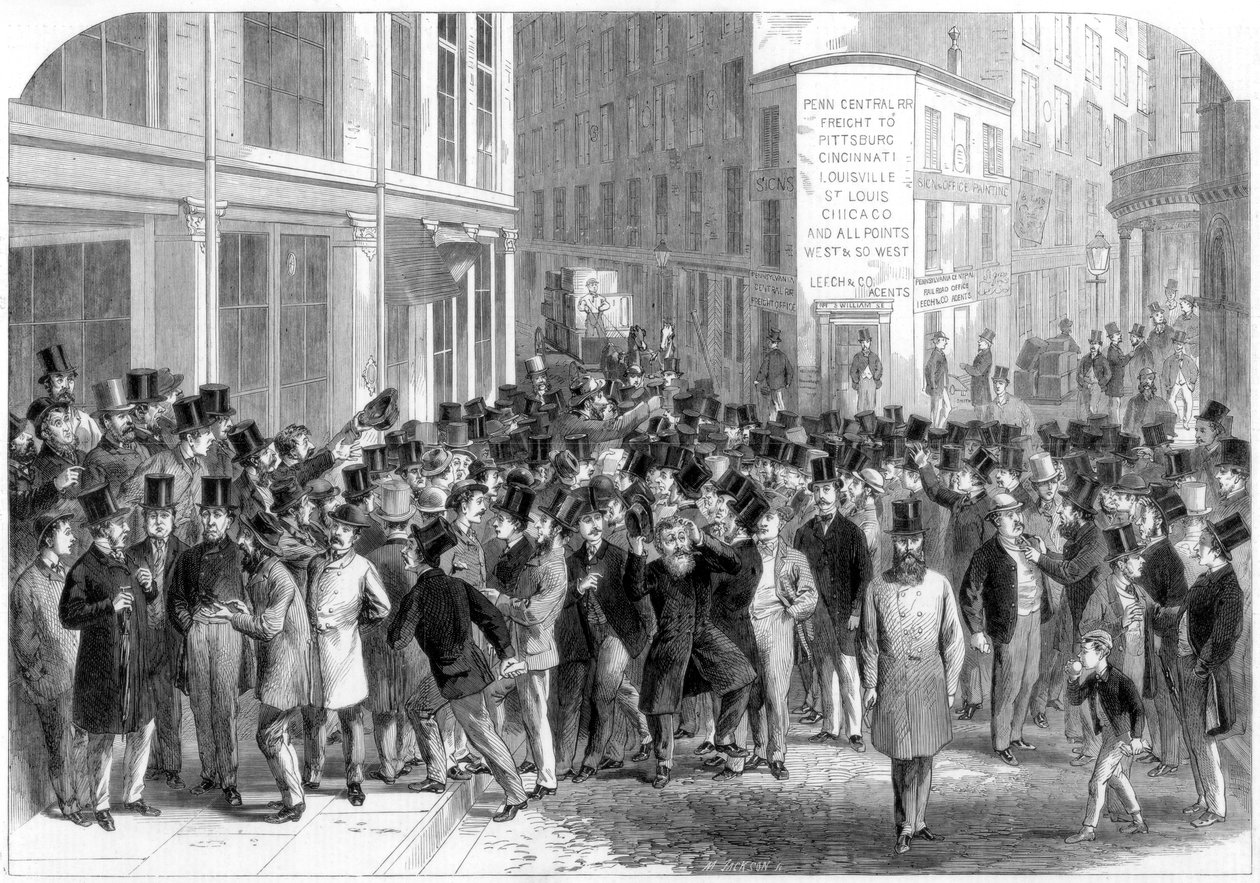 Kerbstone-i tőzsdeügynökök New Yorkban, 1864. alkotó: M. Jackson