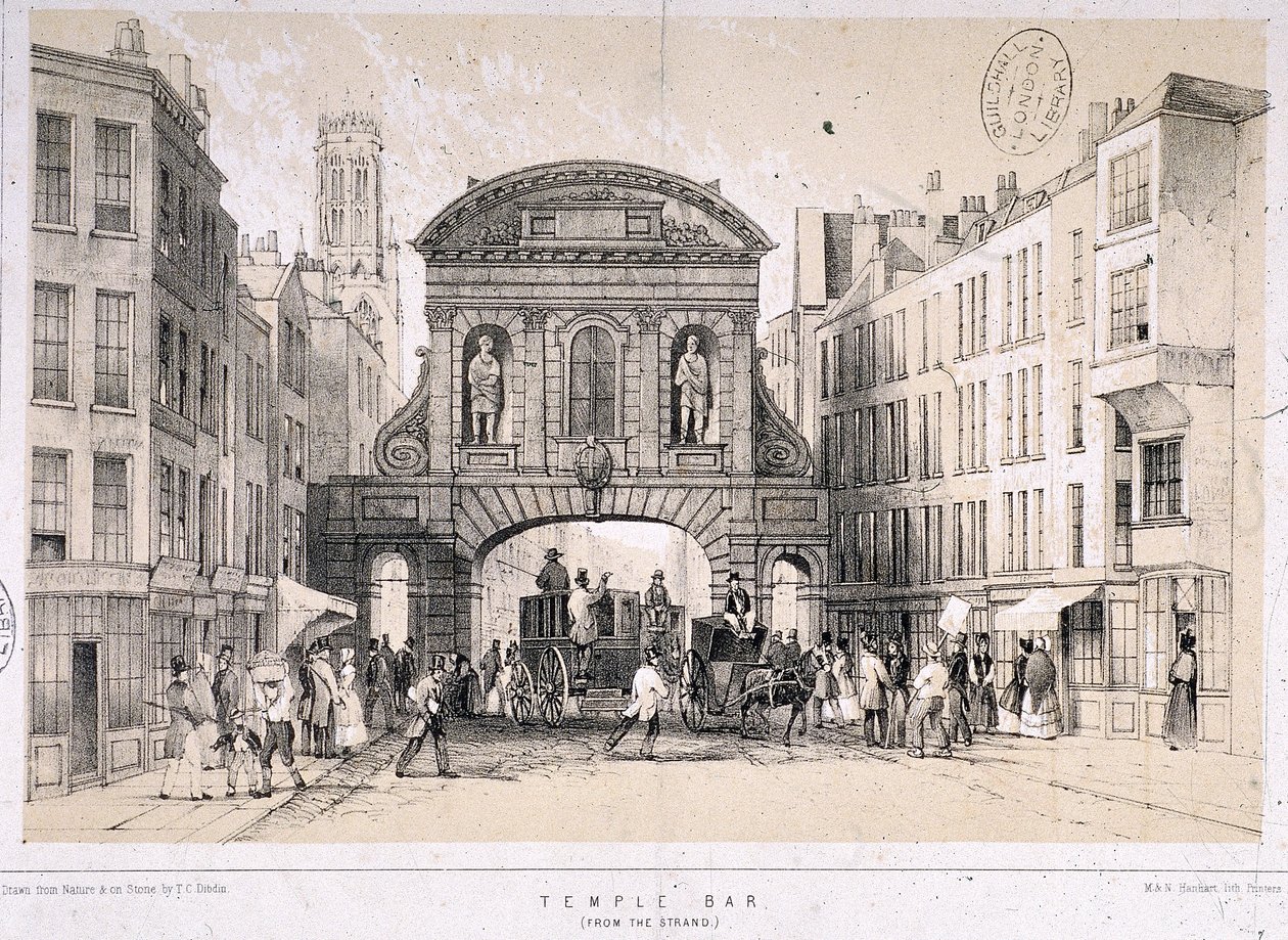Temple Bar, London, 1845 alkotó: M and N Hanhart