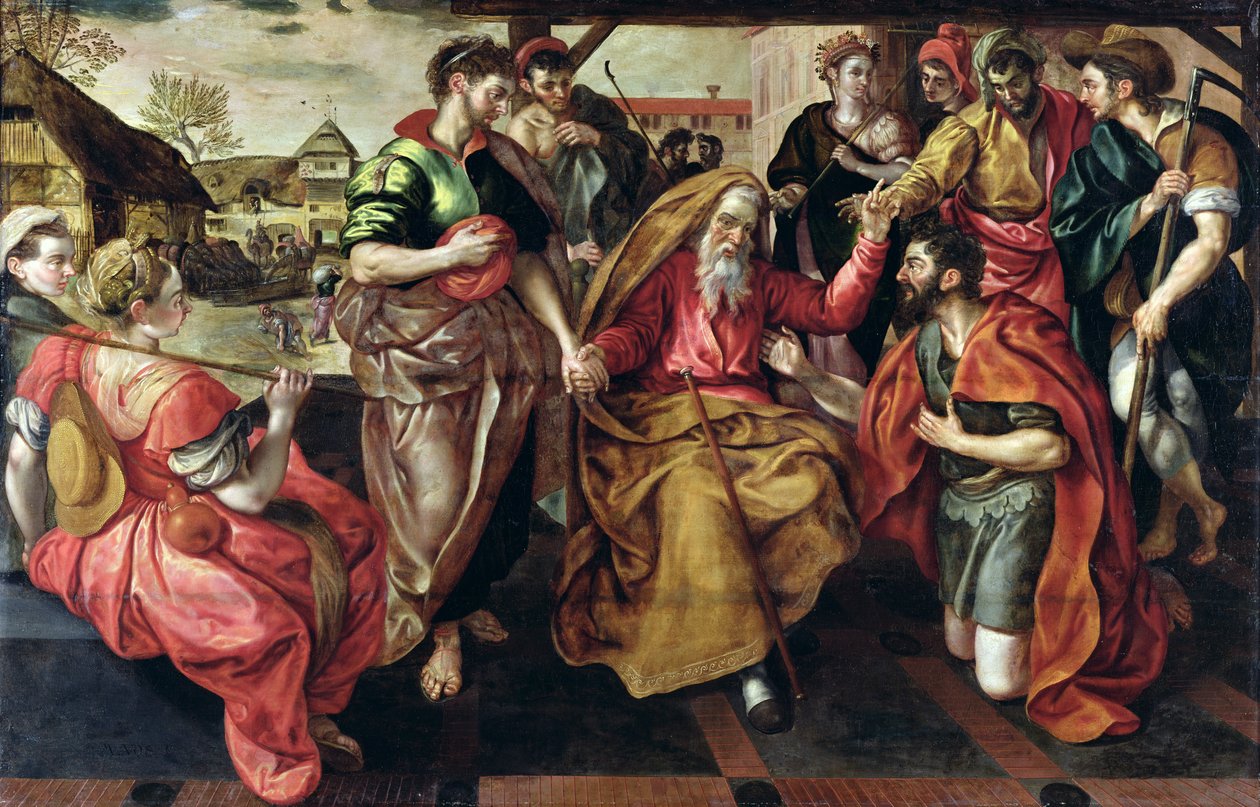 Eliezer, aki Rebeccát kéri Isaachoz, 1562 alkotó: Maarten de Vos