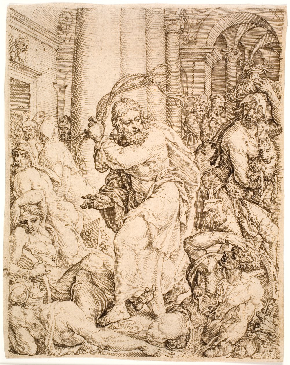 A kiűzetés a templomból alkotó: Maarten van Heemskerck