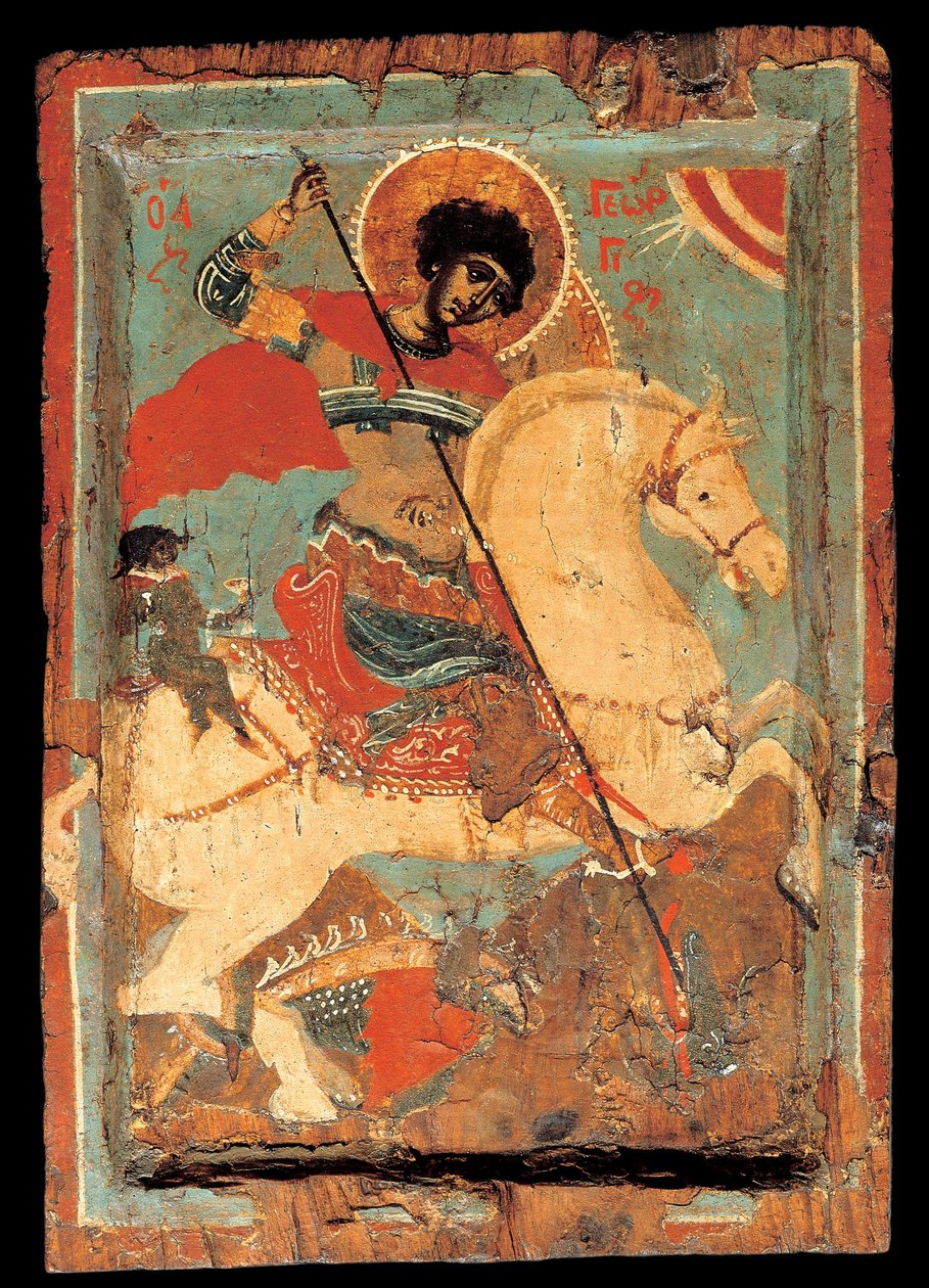 Szent György sárkányölő lóháton alkotó: Macedonian workshop