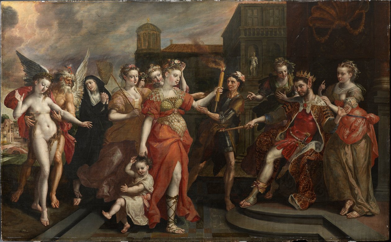 Apelles káromkodása, 1590-es évek vége. alkotó: Maerten Vos de