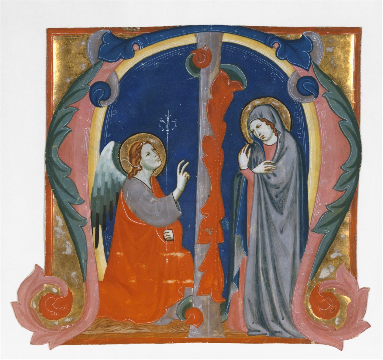 Angyali üdvözlet M betűvel, kb. 1310-15. alkotó: Maestro Daddesco
