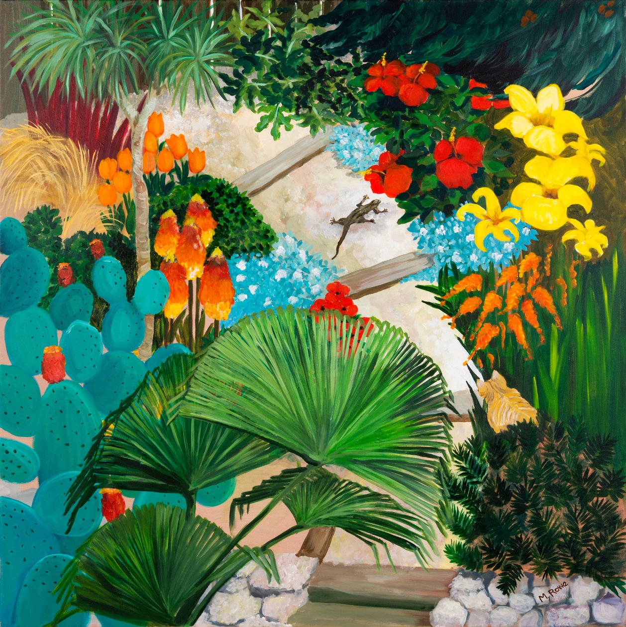 Egzotikus kertek, 2013 (akril, vászon) alkotó: Maggie Rowe