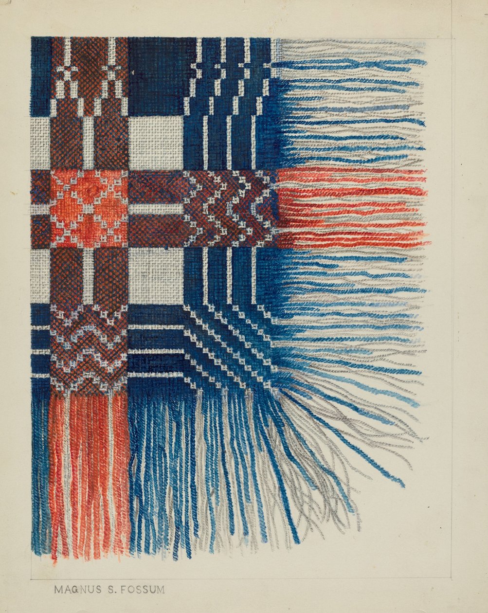 Szőtt takarórészlet, c. 1937. alkotó: Magnus S. Fossum