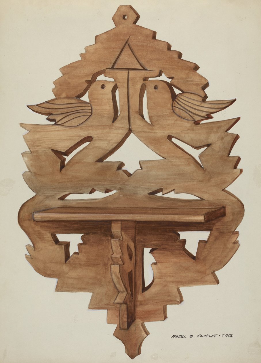 Függesztett fali polc, c. 1937. alkotó: Majel G. Claflin