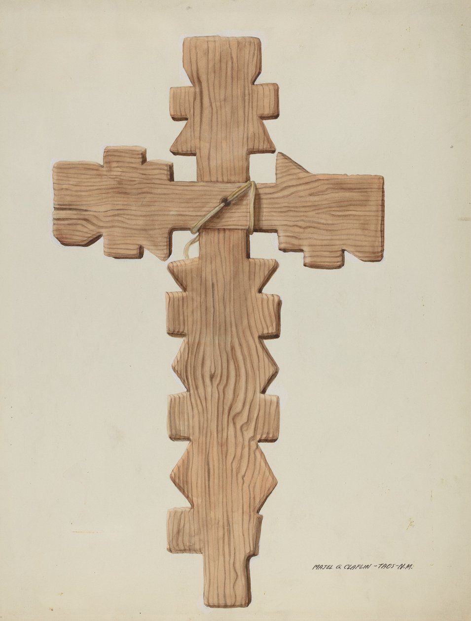 Penitente kereszt, Faragott fa, c. 1937. alkotó: Majel G. Claflin
