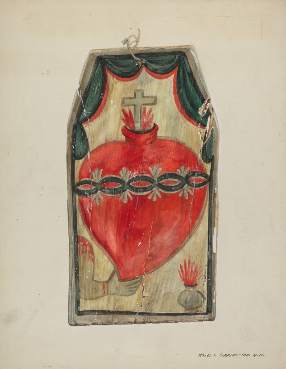Retablo Szent Szív, c. 1939. alkotó: Majel G. Claflin