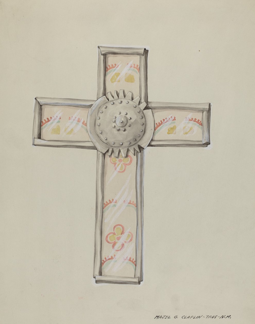 Tin & Wall Paper Cross, c. 1937. alkotó: Majel G. Claflin