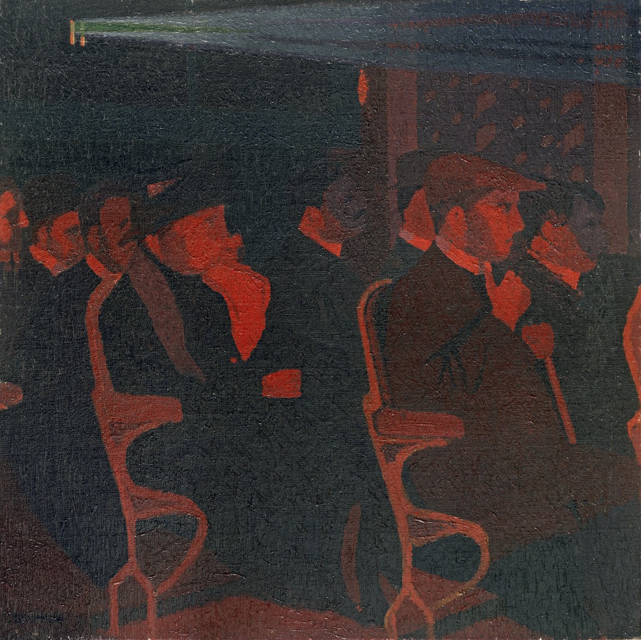 A moziban, 1915 körül (olaj, vászon) alkotó: Malcolm Drummond