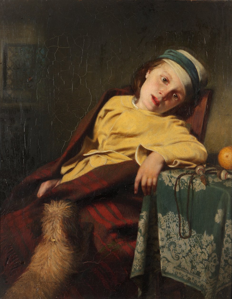 Beteg gyermek kutyával, 1857 alkotó: Malcom Steward