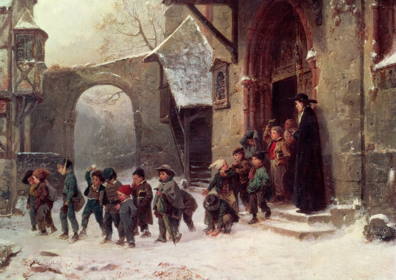 Havas jelenet: Iskolát elhagyó gyerekek, 1853 körül alkotó: Marc Louis Benjamin Vautier