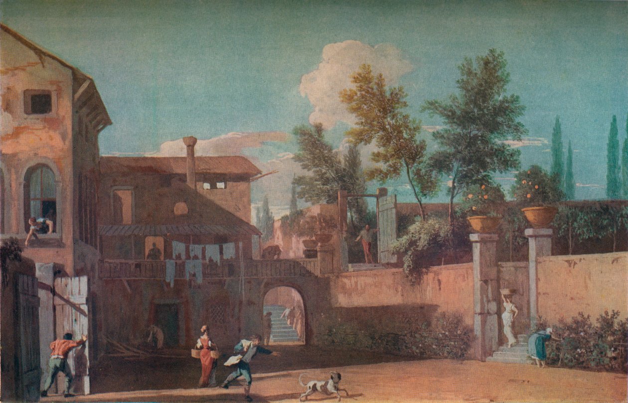 Egy olasz villa udvara, 1700 1935 alkotó: Marco Ricci