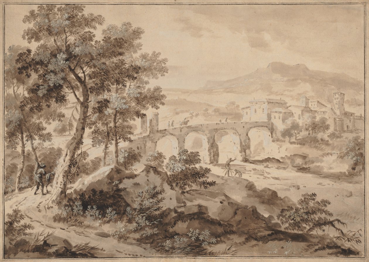 Táj híddal, 1700-1729. alkotó: Marco Ricci