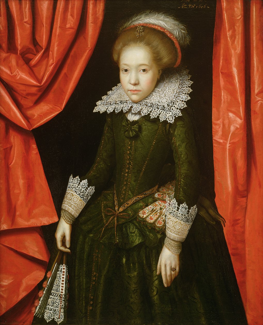 A de Ligne családhoz tartozó lány portréja, 1616 (egy pár) (lásd még: 142776) alkotó: Marcus Gheeraerts