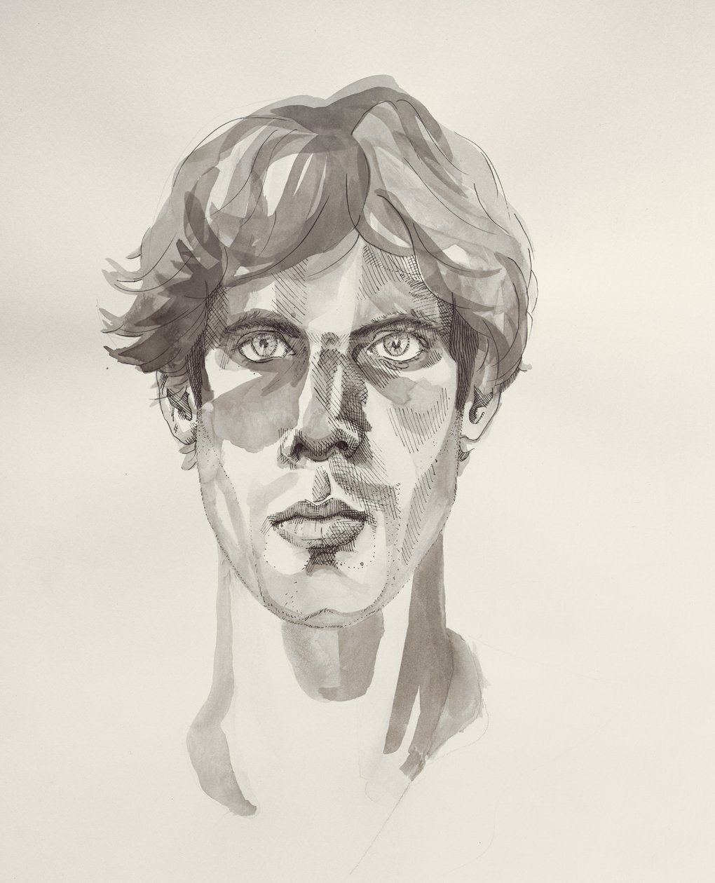 Önarckép, 2000 (toll, tus és akvarell) alkotó: Marcus Morrell