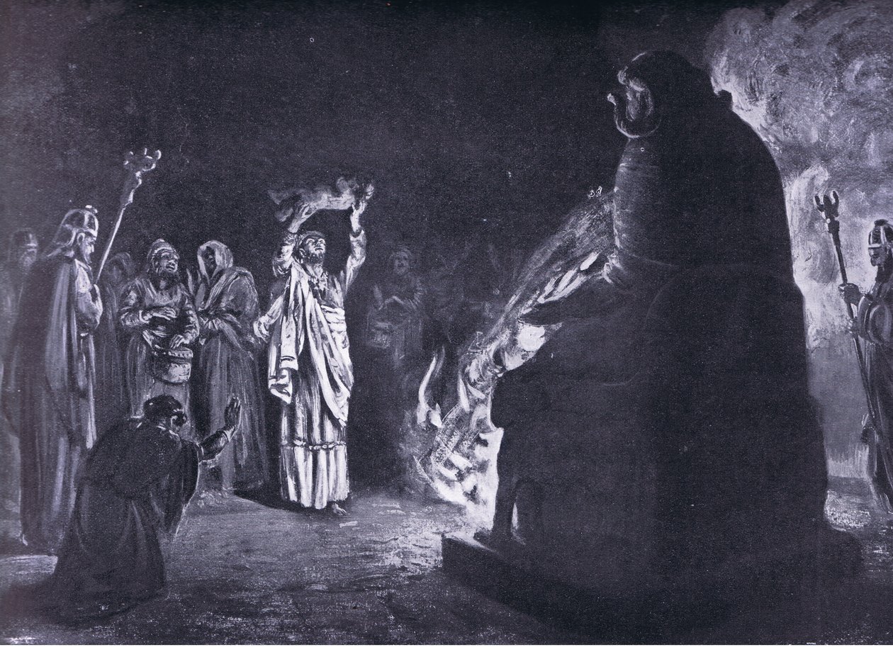 Föníciai áldozat Molochnak (litográfia) alkotó: Margaret Dovaston