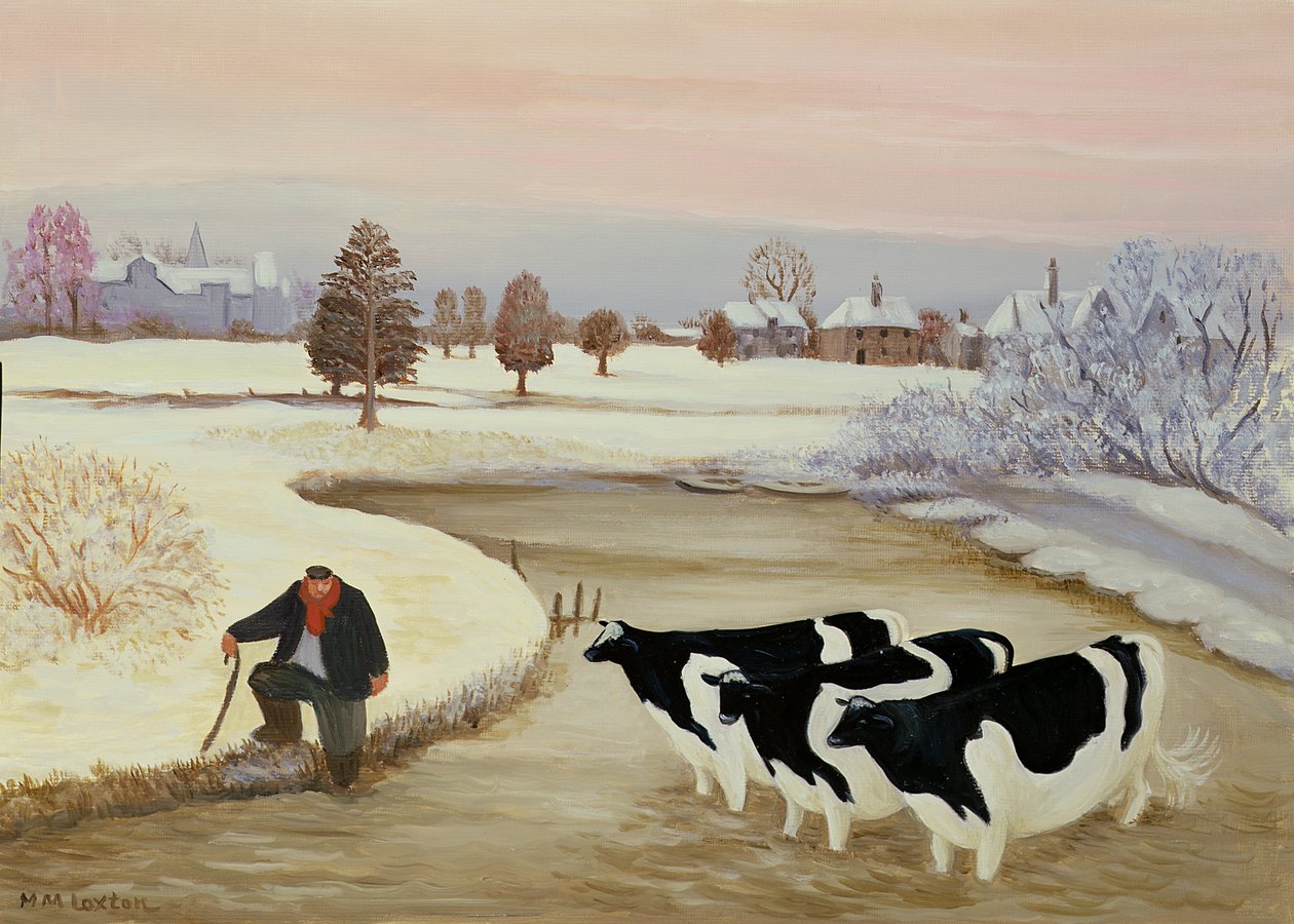 Tehenek a téli folyóban alkotó: Margaret Loxton