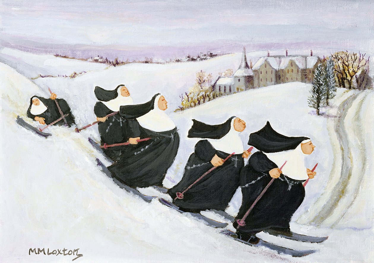 Síelés (olaj, papír) alkotó: Margaret Loxton